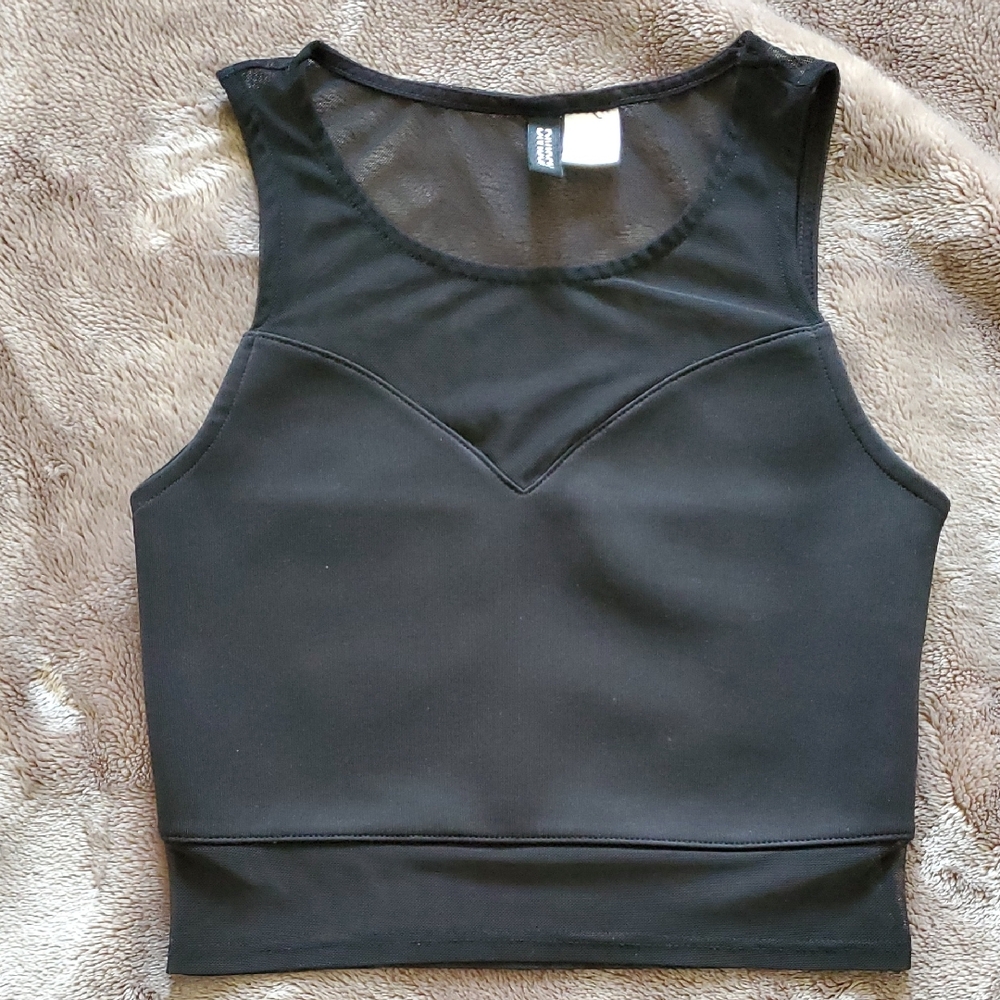 H&M Black Mesh Detail Tank Top